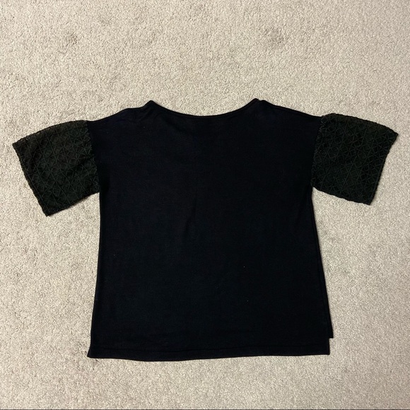 ANTHROPOLOGIE DOLAN Laced Lantern Short Sleeve Boxy Top Black Size S - Picture 8 of 10